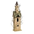 24" Charming Weathered Wooden Birdhouse with Fleur de Lis Steeple