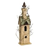 24 Charming Weathered Wooden Birdhouse with Fleur de Lis Steeple