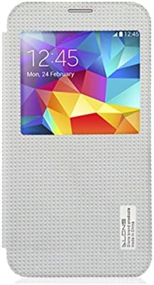 DLONS® Ultra Slim Thin Flip PU Leather View Window Case Cover with PC Backcover Shell for Samsung Galaxy S5 V i9600 - White
