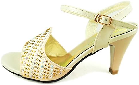 Jumerry Women's Fashion Rhinestone High Heel Sandals (gold, 5)