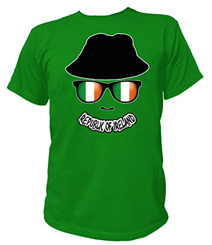 Artdiktat Herren T-Shirt – EM 2016 Flag Glasses – Republic Of Ireland Größe L, grün