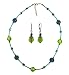 Necklace - Earrings Set - N310 - Murano & Glass Beads + Matching Earrings ~ Olive Green and Teal Blue