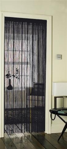 Tassell Fringe Door Curtain Divider Black 90 x 200