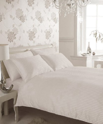 Luxury Satin Stripe Duvet Cover Set, Double, White