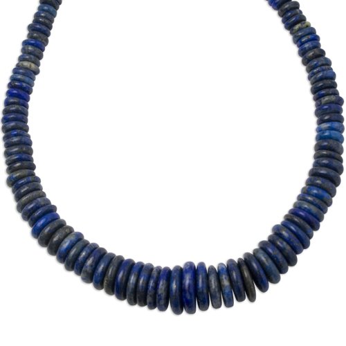 Sterling Silver Lapis Rondelle Beaded Blue Christmas Gift Necklace