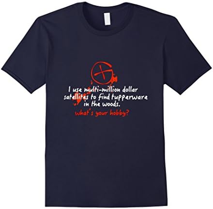 Men's Geocaching t shirt - What's your hobby ? Large Navy