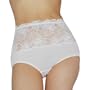 2 Pack: Womens HOLEPROOF white high waist style brief panties. Very high quality with lace design on the front and lined crotch. (Size: XXL - 54834)