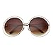 grinderPUNCH Women's Round Oversized Wire Sunglasses in Metal Gold Brown