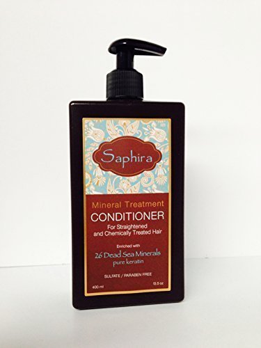 Saphira Mineral Treatment Conditioner for Straightened and Chemically Treated Hair Enriched with 26 Dead Sea Minerals and Pure Keratin Sulfate-free and Paraben-free, 13.5 Oz / 400 Ml