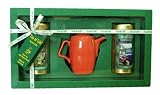 Tea Of Life Coral Ceramic 2 Cup Tea Pot, 50-Round Tea Bags in Green Fiber Gift Boxes (Pack of 2)