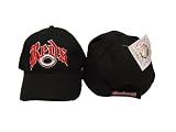 Cincinnati Reds MLB Black with Red Team Name Adult Adjustable Hat / Cap