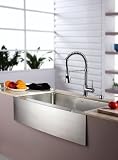 Kraus 16 gauge 33 Stainless Steel Farmhouse Kitchen Sink, Faucet and Dispenser Set - KHF200-33-KPF1612-KSD30CH