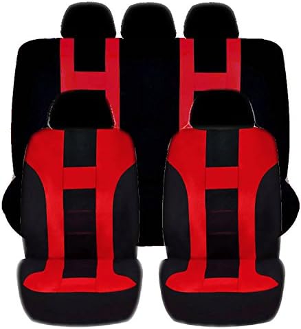 UAA SC-102RD Black and Red Racing Style Universal Car Seat Cover Set