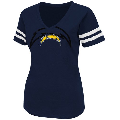 San Diego Chargers Ladies Dream Premium V-Neck T-Shirt - Navy Blue (Medium)
