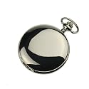 New Mens Smooth Stainless Steel Case White Dial Roman Numbers Modern Pocket Watch with Chain