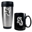 Chicago White Sox MLB Stainless Steel Travel Tumbler & Black Ceramic Mug Set - Primary Logo by Great American Products