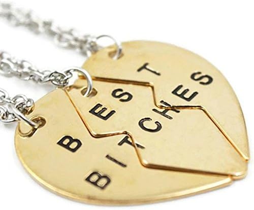 Best Bitches Best Friends Broken Heart 3 Piece Necklace Set