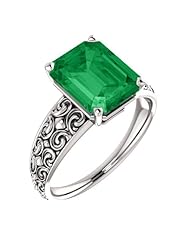 Platinum 10.00x8.00mm Emerald Cut Chatham Created Emerald Ring -- LIFETIME WARRANTY