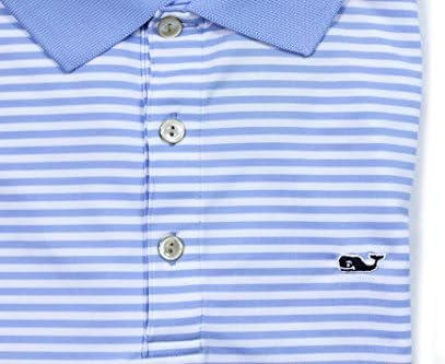 Vineyard Vines Mens Westall Stripe Golf Polo Hydrangea Blue Shirt