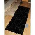 DESIGNER PATCHWORK FELL L�UFER TEPPICH IN SCHWARZ 160x65cm