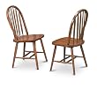 2 Dark Oak Stain Kitchen Dining Arrow Back Chairs Set