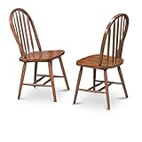 2 Dark Oak Stain Kitchen Dining Arrow Back Chairs Set