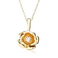 14k Yellow Gold Diamond Rose Pendant (.03 Cttw, J Color, I2 Clarity), 18