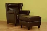 Baxton Studio Dark Brown Leather Club Chair and Ottoman Set A-393-chair-otto