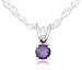 Sterling Silver 4mm Round Amethyst Pendant with title=
