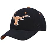 Zephyr Texas Longhorns Black Fitted Hat W/Burnt Orange Bevo