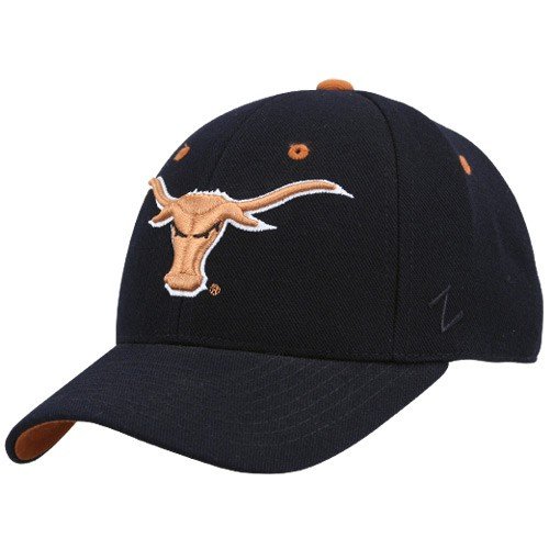 Zephyr Texas Longhorns Black Fitted Hat W/Burnt Orange Bevo