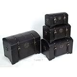 4 Pc Graduated Size Faux Leather Storage Trunks in Mix Pattern 4 Pc Graduated Size Faux Leather Storage Trunks in Mix Pattern