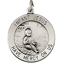 CleverSilver's Sterling Silver Round Infant Jesus Pend Medal With 18 Inch Chain