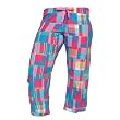 Madras Spring bright Blues Pink Patchwork Check cotton low rise flared capri pants,