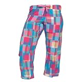 Madras Spring bright Blues Pink Patchwork Check cotton low rise flared capri pants, 3 Youth sizes.