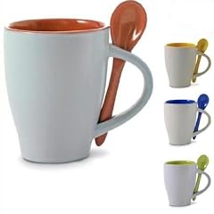 Viererset Kaffeebecher mit L�ffel aus Keramik COFFEE