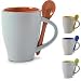 Viererset Kaffeebecher mit L�ffel aus Keramik COFFEE