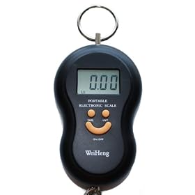 Black Digital Luggage Scale 40kg, 88lb, 1410oz with Built in Temperature Thermometer by