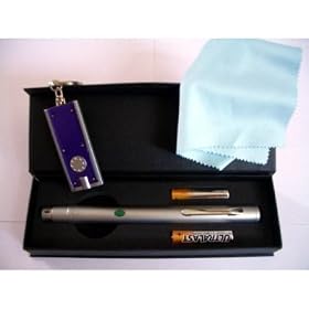 Green Laser Astronomy Grade for Military, Lecturers and more with Double Bonus Micro L.E.D. Flashlight Keychain and Blue Microfiber Optical Cloth
