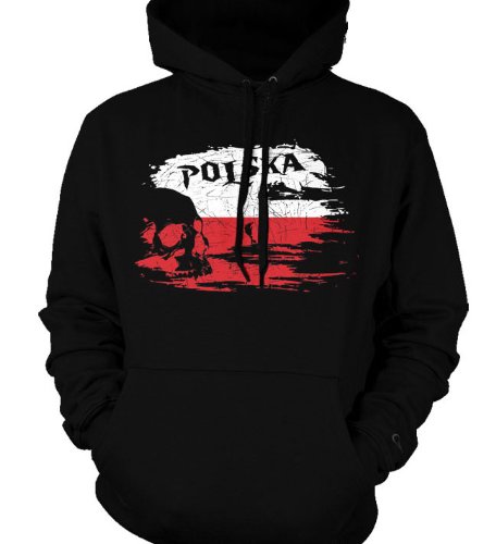 Polska Flag With Skull Polish Mens Sweatshirt, Poland Pride Pullover Hoodie