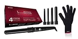 HSI PROFESSIONAL CURLING IRON SET. 4 BARREL SIZES 3/4″,1″,1.5″ AND 3/4-1″ FREE GLOVE, DUAL VOLTAGE 110-220V PROFESSIONAL SALON MODEL. FREE GLOVE INCLUDED WITH CURLING WAND.