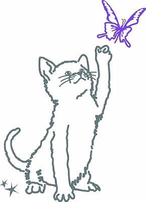 ミミ・ルゥ 子猫と蝶 グレイ&パープル ART0016