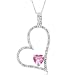 10k White Gold Heart-Shaped Created Pink Sapphire with Diamonds Heart Pendant, 18