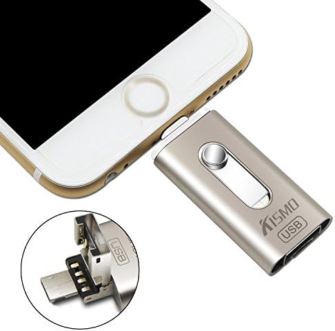 KISMO 32GB 3 in 1 Lightning USB 2.0 Mobile Flash Drive For iPhone 5S 6 6S 6 Plus, iPads Android Smartphone &amp; Computers-Silver