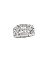 14K White Gold - Created Moissanite & Diamond Band