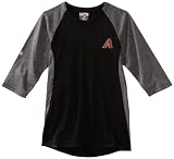 MLB Boys' Arizona Diamondbacks 3/4 Sleeve Crew Neck Featherweight Tech Fleece Pullover (Pro Black/Pro Carbon Heather, Large)