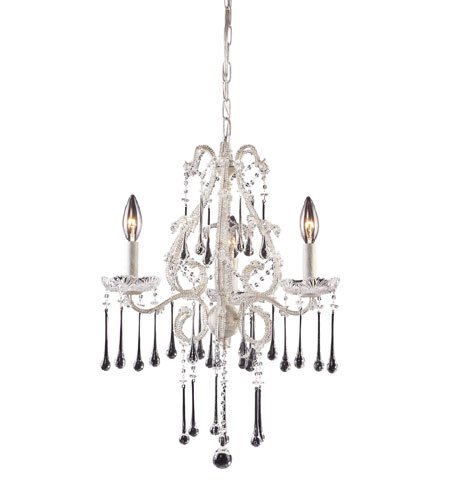 ELK Opulence 3 Light Chandelier Clear Crystal Antique White