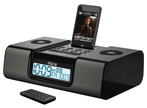 iHome iH9 Alarm Clock Speaker System with Dock for iPod (Black)