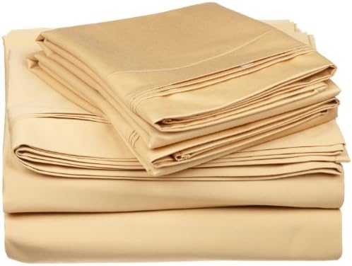 650 Thread Count Egyptian Cotton Solid Sheet Set Size: California King, Color: Gold
