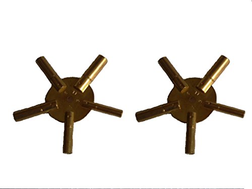2pc Universal 5 Prong Brass Clock Key for Winding Clock, ODD & EVEN Numbers